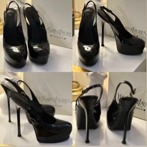 Saint Laurent Black Patent Leather Platform Heels